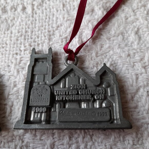 Vintage Aitkens Pewter Christmas Ornaments Zion United Church Kitchener 1999 - Picture 6 of 8